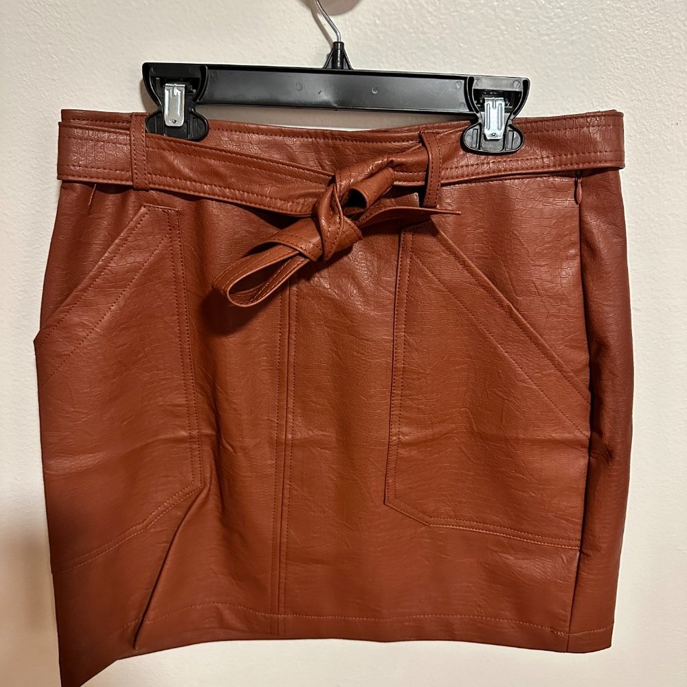 Faux Leather Brown Mini Skirt